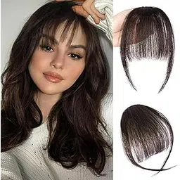 HAIR WALA™ 02 PCS Clip In Fringe 'Big Bang' Clip in Fake Bangs Front Hair Extension Hair Topper for Women Cover Grey or Thinining Hair for Increase Volume, Brown Color, Pack of 2-picture-15