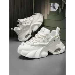 HAKKEL Men Round Toe Lace Ups Lightweight Chunky Sole Sneakers-picture-41