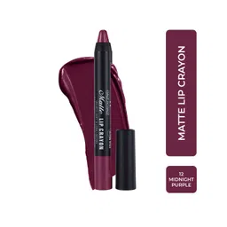 Half N Half Velvet Soft & 24Hrs Long Lasting Matte Lip Crayon - 12 Midnight Purple 3.5gm-image-20