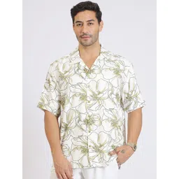 Hallstatt Life Men Floral Printed Cuban Collar Cotton Casual Shirt-picture-15