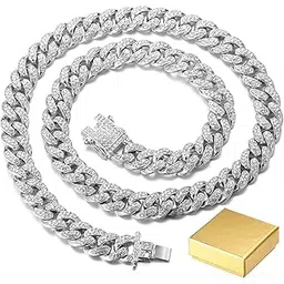 halukakah ● Bling ● Men's 18k Real Gold/Platinum/Gun Black Plated Dense Diamond Set Big Miami Cuban Chain Necklace Bracelet with Free Giftbox-picture-17