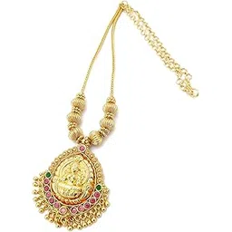hanaa One Gram Gold Micro Plated Trendy Lakshmi Fashion Jewellery Necklace Short Chain for Women&Girls-picture-46