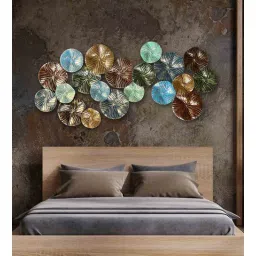 Multi Circle Big Flower Multicolour Metal Wall Art by Hanable India-picture-13