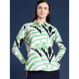 Hancock Beige & Green Cotton Printed Shirt-picture-30