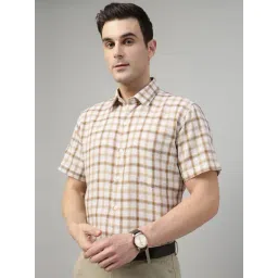 Hancock Beige Slim Fit Checked Shirt-picture-30