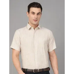 Hancock Beige Slim Fit Striped Shirt-picture-41