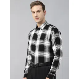 Hancock Black & White Cotton Slim Fit Checks Shirt-picture-30