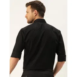 Hancock Black Cotton Slim Fit Shirt image 2