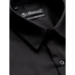 Hancock Black Cotton Slim Fit Shirt image 4