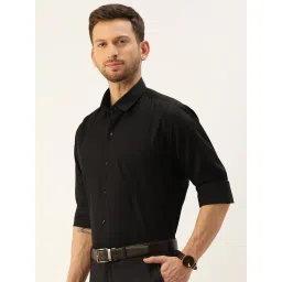 Hancock Black Cotton Slim Fit Shirt image 3