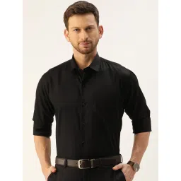 Hancock Black Cotton Slim Fit Shirt image 1