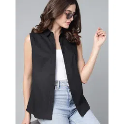 Hancock Black Cotton Solid Shirt-picture-22