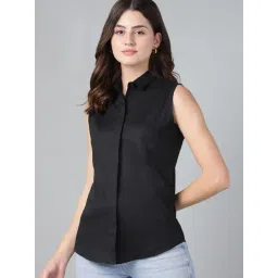 Hancock Black Cotton Solid Shirt-picture-44