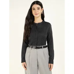 Hancock Black Regular Fit Striped Shirt-picture-11