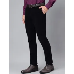 Hancock Black Slim Fit Solid Trousers-picture-10