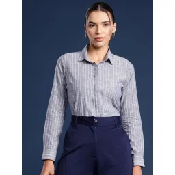 Hancock Blue & White Cotton Striped Shirt-picture-23