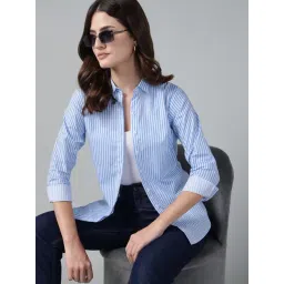 Hancock Blue & White Cotton Striped Shirt-picture-25