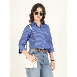 Hancock Blue & White Cotton Striped Shirt-picture-16