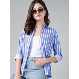 Hancock Blue & White Cotton Striped Shirt-picture-14