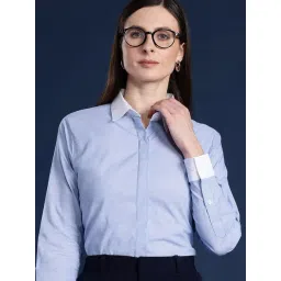 Hancock Blue Cotton Regular Fit Shirt-picture-37