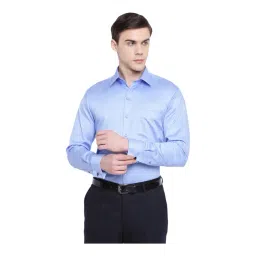 Hancock Blue Cotton Slim Fit Shirt-picture-39