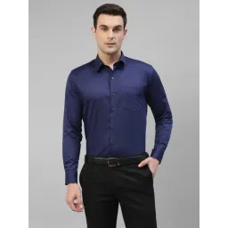 Hancock Blue Cotton Slim Fit Shirt-image-33