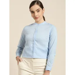 Hancock Blue Cotton Slim Fit Shirt-picture-36