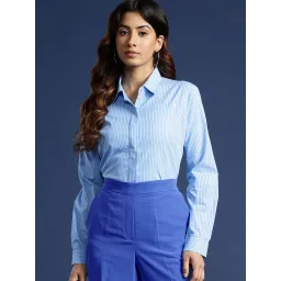 Hancock Blue Cotton Striped Shirt image 1