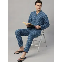 Hancock Blue Pure Cotton Regular Fit Night Suit-picture-24