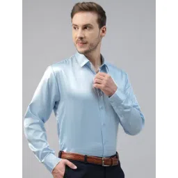 Hancock Blue Satin Slim Fit Shirt-image-48