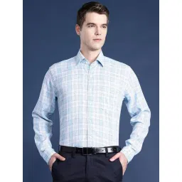 Hancock Blue Slim Fit Checks Shirts-picture-26