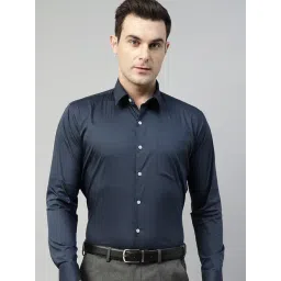 Hancock Blue Slim Fit Solid Shirt-image-39