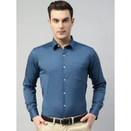 Hancock Blue Slim Fit Solid Shirt-picture-36
