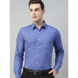 Hancock Blue Slim Fit Striped Shirt-picture-15