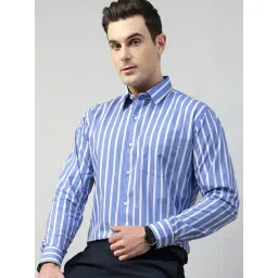 Hancock Blue Slim Fit Striped Shirt-picture-14
