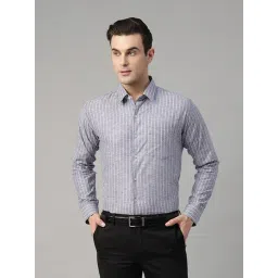 Hancock Blue Slim Fit Striped Shirt-picture-16