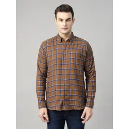 Hancock Brown Cotton Slim Fit Checks Shirt-picture-46