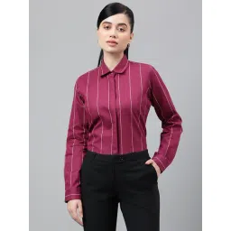 Hancock Burgundy Cotton Striped Shirt-picture-42