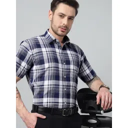 Hancock Classic Slim Fit Tartan Checks Spread Collar Pure Cotton Formal Shirt-picture-35