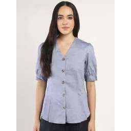 Hancock Dark Blue Cotton Regular Fit Shirt-picture-17