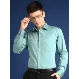 Hancock Green Blended Slim Fit Formal Shirts-picture-22