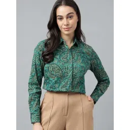 Hancock Green Cotton Regular Fit Printed Shirt-picture-16