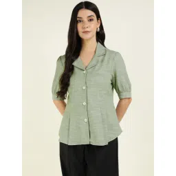 Hancock Green Cotton Regular Fit Self Pattern Shirt-picture-18