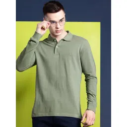 Hancock Green Cotton Slim Fit Solid Polo T-Shirts-picture-27