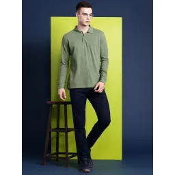 Hancock Green Cotton Slim Fit Solid Polo T-Shirts image 5
