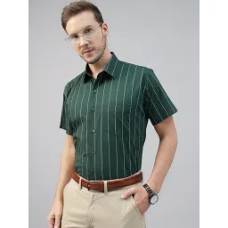 Hancock Green Cotton Slim Fit Striped Shirt-picture-21