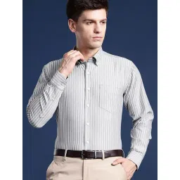 Hancock Grey Slim Fit Stripes Shirts-picture-44