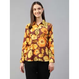 Hancock Maroon & Mustard Floral Print Formal Shirt-picture-33
