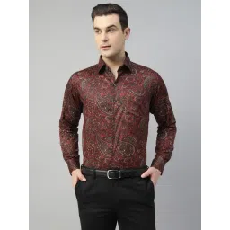 Hancock Maroon Slim Fit Printed Shirt-picture-23