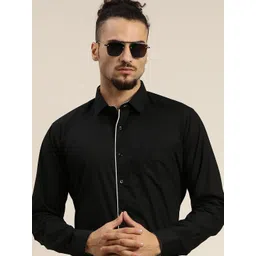 Hancock Men Black & White Solid Pure Cotton Slim Fit Tuxedo Shirts-picture-19
